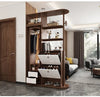 Multifunction Entryway Hall Tree With Full Length Mirror Rotating Wardrobe and Tipping Shoe Cabinet