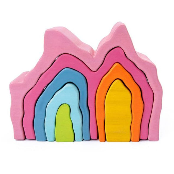 Wooden Rainbow Stacker Stacking Game Nesting Puzzle Blocks Educational Toy