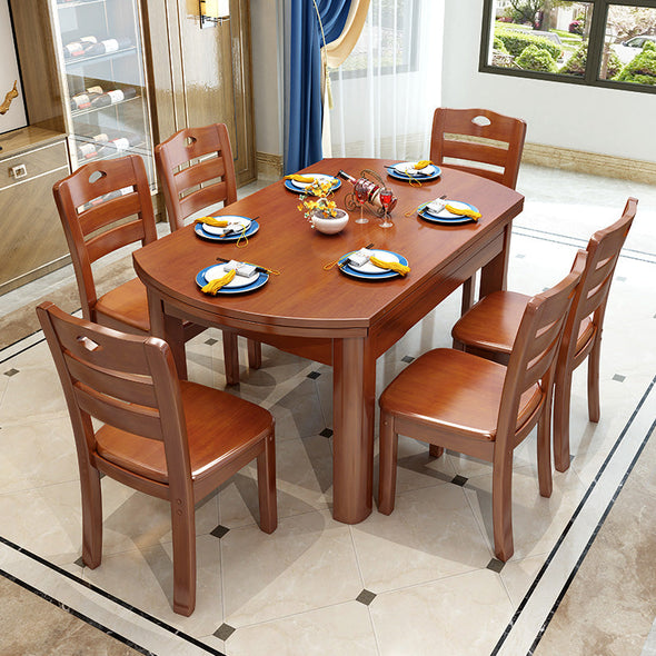 solid wood dining table set for 6 cherry color