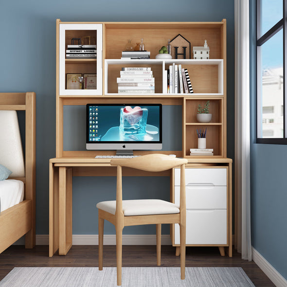 Space Saving Work Station with Shelf and Rotating Desk