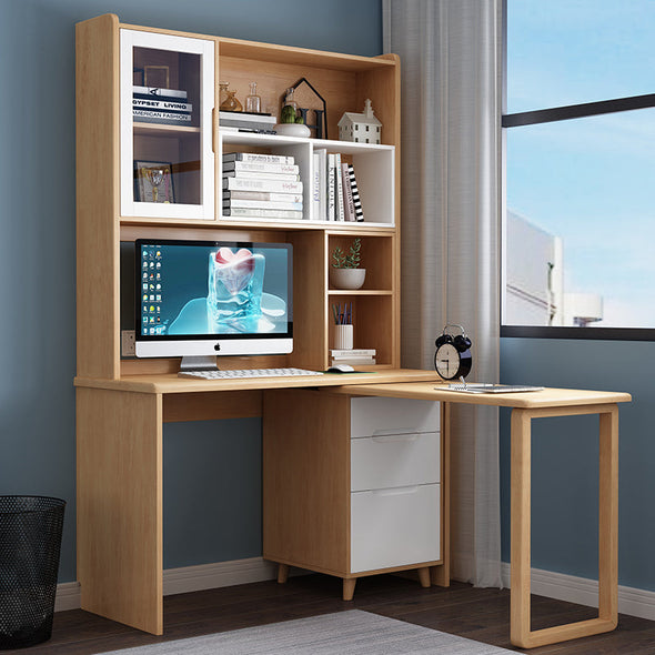 Space Saving Work Station with Shelf and Rotating Desk