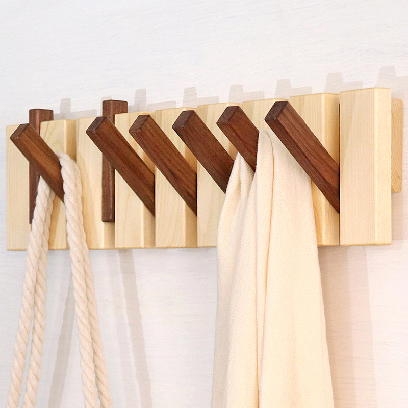 Wall Mounted Wood Coat Rack With Flip Down Hooks – SPS FURNTIURE