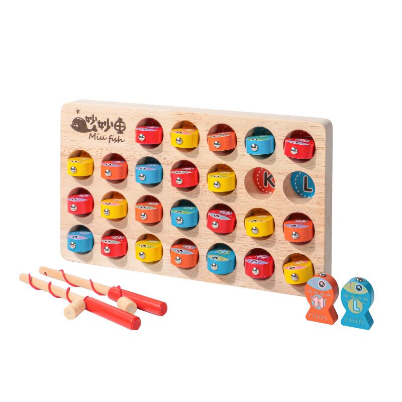 Wooden Magnetic Fishing Game Fine Motor Skill Toy ABC Alphabet