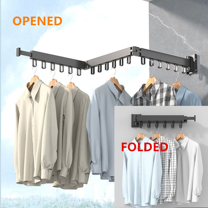 Wall Mounted Tri-Fold Retractable Clothes Drying Rack
