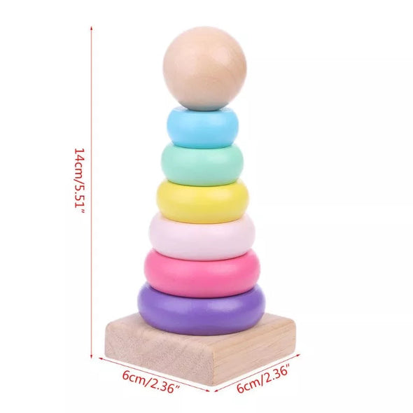 Stacking Rings Toy Wooden Rainbow Stacker Toys