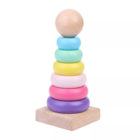 Stacking Rings Toy Wooden Rainbow Stacker Toys
