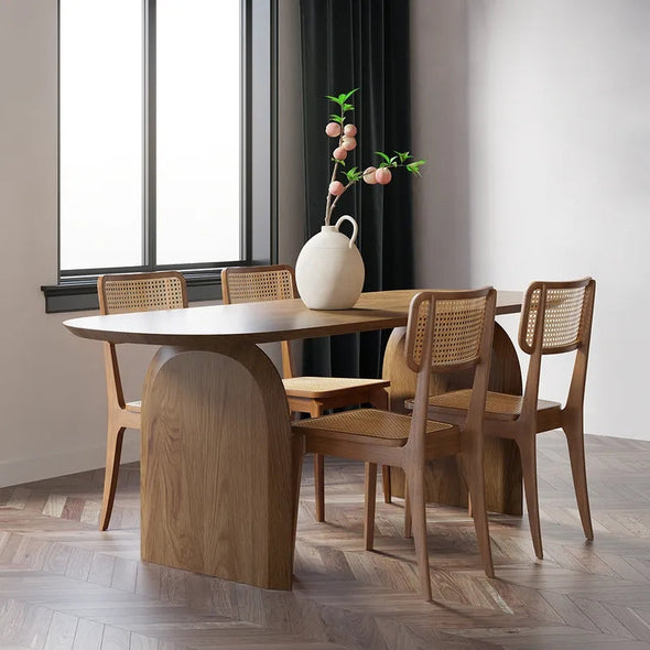 Solid Wood Top & Pedestals Dining Table