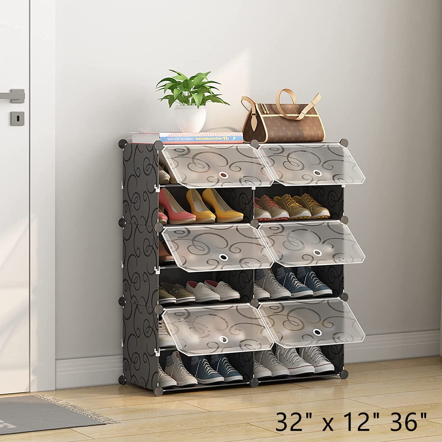 Show Rack For Slippers Portable Shoe Rack Organizer Expandable for Heels, Boots, Slippers-3 S ...