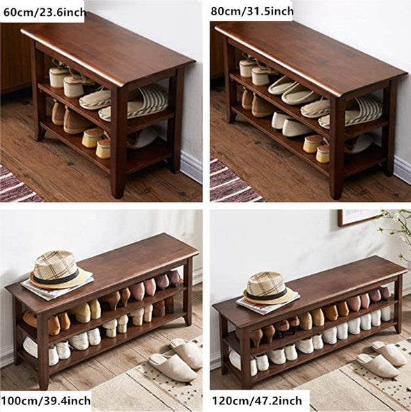 Solid Wood Shoe Rack Bench(4 Sizes & 2 Colors Avaible)