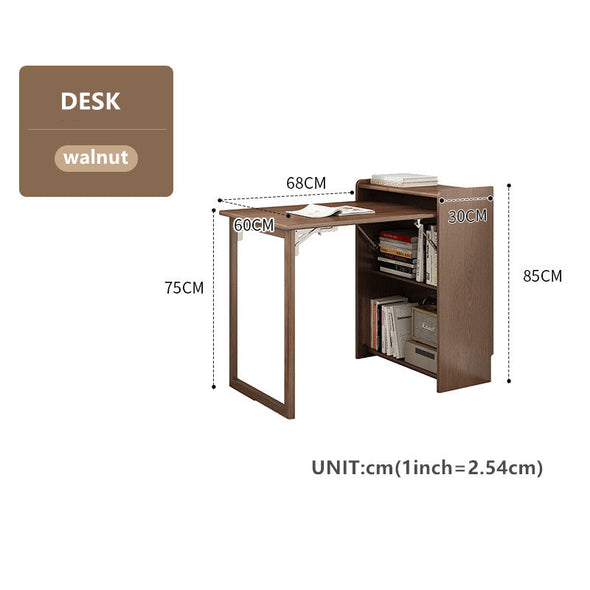 Space Saver Foldable Computer Writing Table With Book Shelf