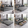 wood sofa bed foldable multifunctional with storage-dark gray