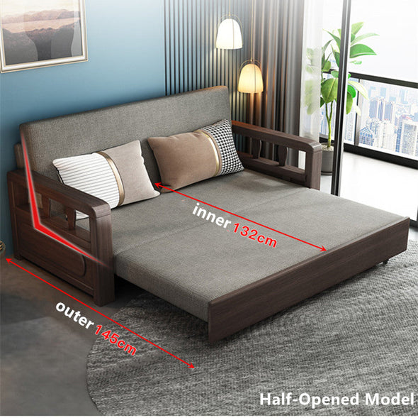 Modern Solid Wood Frame Convertible Sofa Bed With Underneath Storage ...