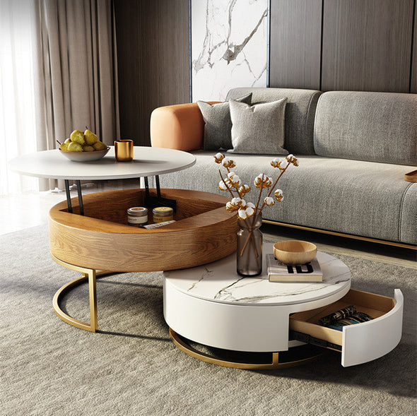 Round Coffee Table With Lift-UP Top