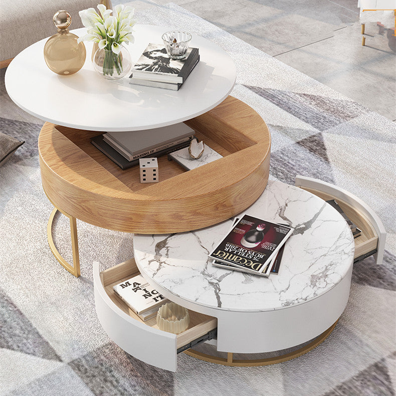 Round Coffee Table With Lift-UP Top and Double Rotating Drawers – SPS ...