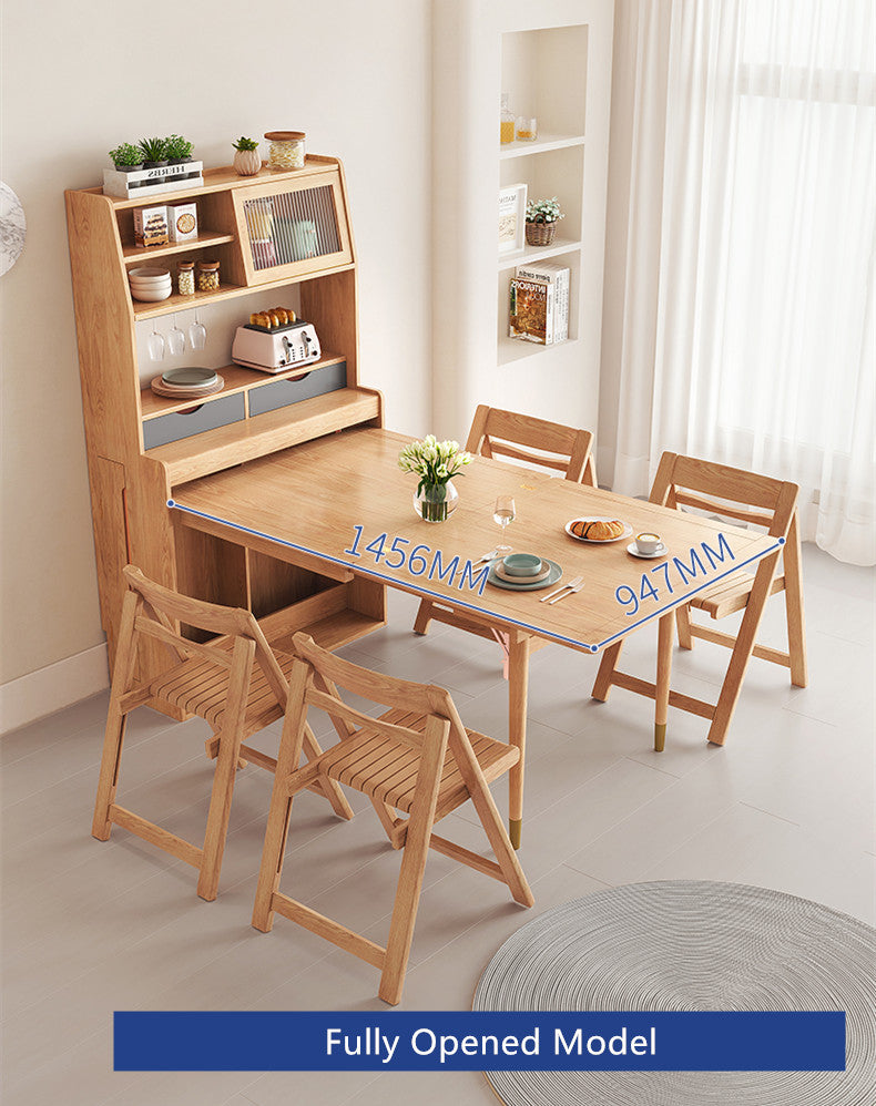 Luxury Modern Space Saving Solid Wood Folding Dining Table
