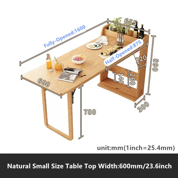 Solid Wood Folding Multifunctional Dining Table for Small Apartments