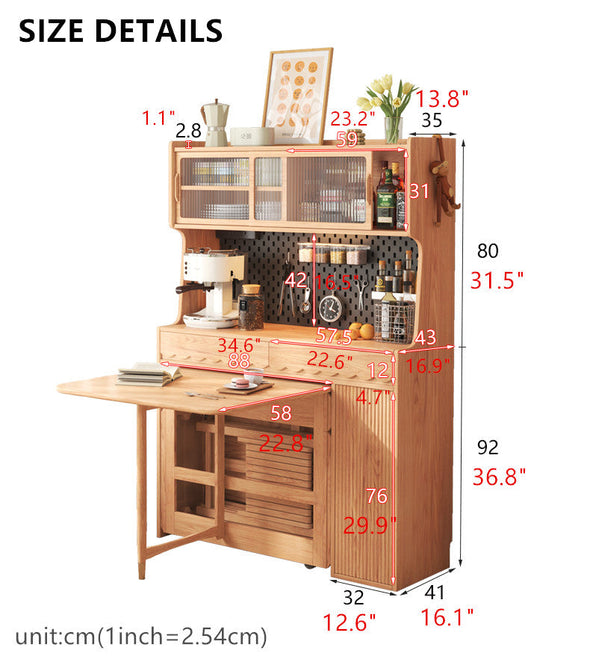 DROP LEAF TABLE WITH CABINET AND CHAIRS