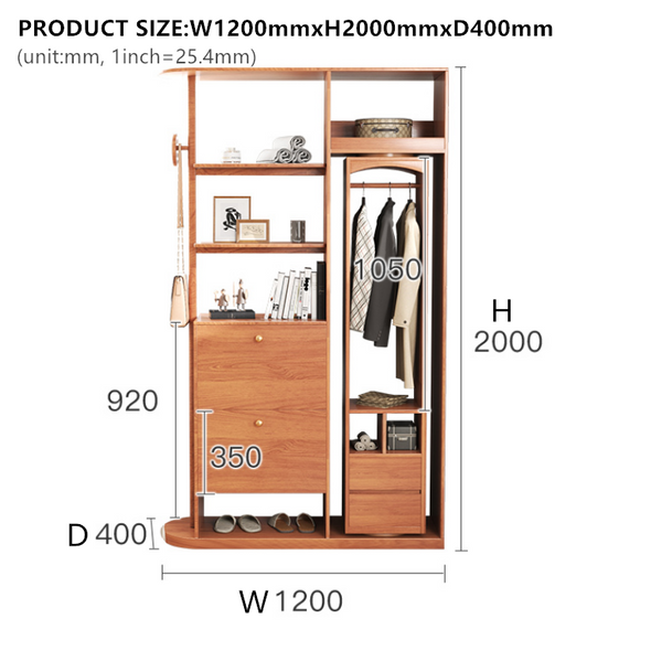 Multifunction Entryway Hall Tree With Full Length Mirror Rotating Wardrobe and Tipping Shoe Cabinet