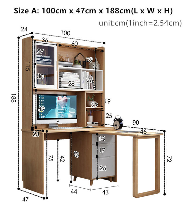 Space Saving Work Station with Shelf and Rotating Desk – SPS FURNTIURE