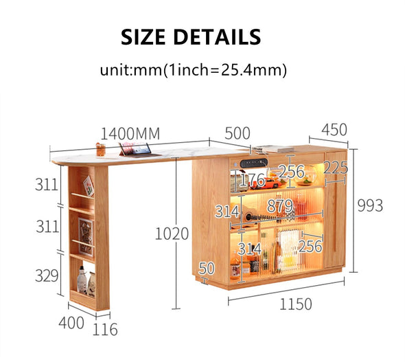 360 Degree Rotating Bar Table with Double Side Storage Cabinet
