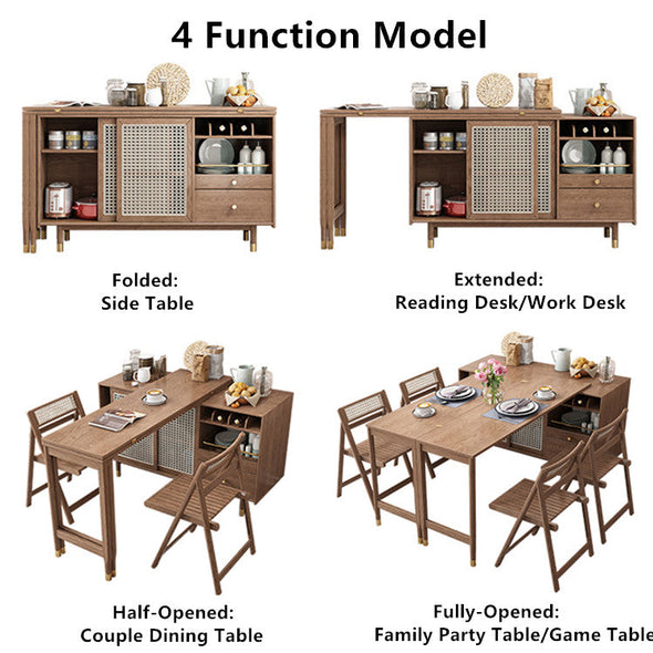 New Design Folding and Expandable Multifunction Dining Table with Side ...
