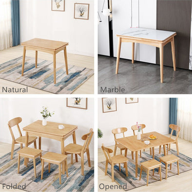 Space Saving Design Foldable and Expandable Solid Wood Table