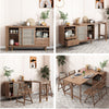 solid wood folding and expandable multifunction dining table with side cabinet