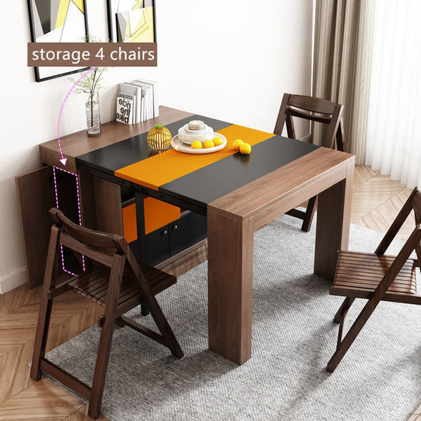 2021 New Design Space Saving Expandable Dining Table with Storage Cabinet