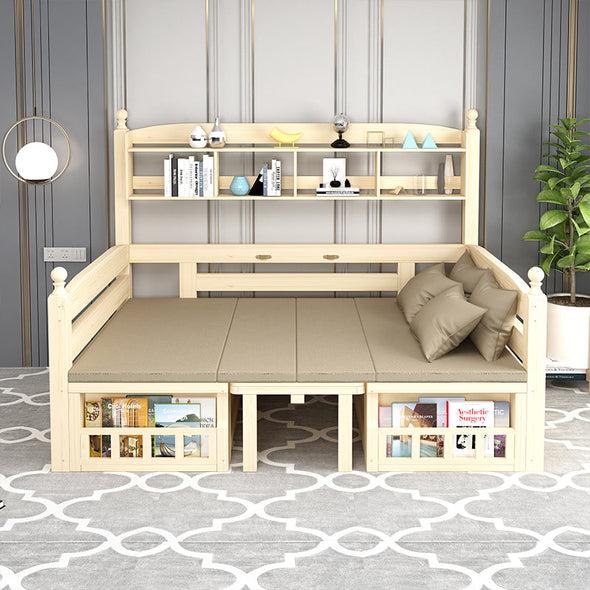 wood sofa bed  multifunctional  with storage and book shelf