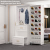 Multifunction Entryway Hall Tree with Slide Out Shoe Rack and Single Door Wardrobe