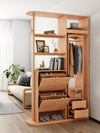 Multifunction Entryway Hall Tree With Full Length Mirror Rotating Wardrobe and Tipping Shoe Cabinet