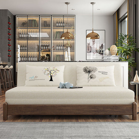 Solid Wood Frame Modern Convertible Sofa Bed With Underneath Storage