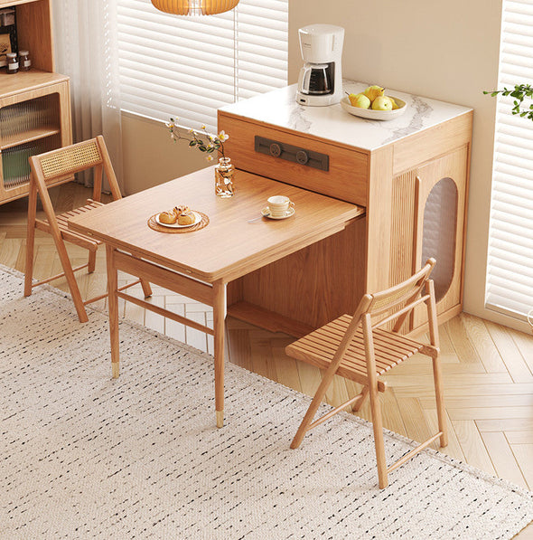 Space Saving Solid Wood Kitchen Island Dining Table