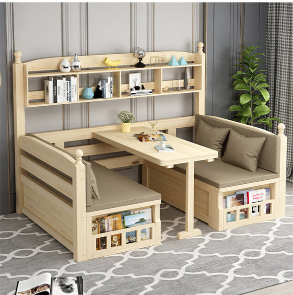 wood sofa bed  multifunctional  with storage and book shelf
