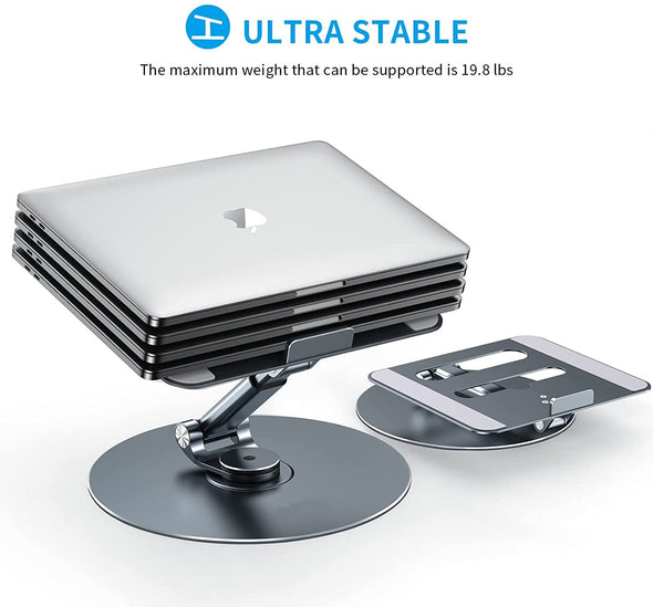 Latest Height Adjustable Aluminum Laptop Riser with 360 Rotating Base