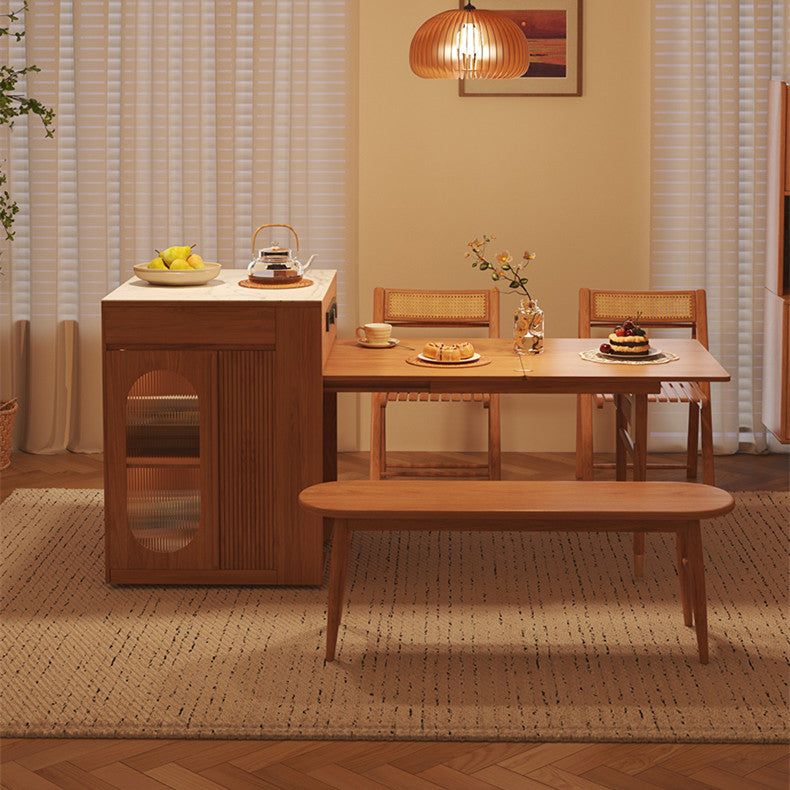 Sps Table Space-Saving Solid Wood Kitchen Island Dining Table for Modern Homes