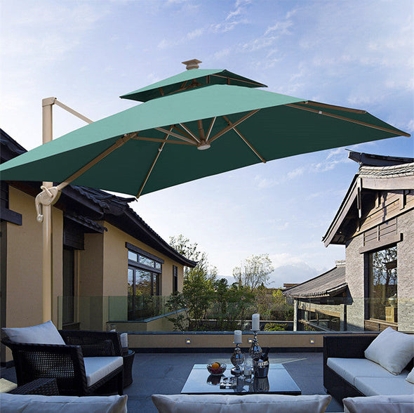360 Degree Rotating Fully Aluminum Alloy Patio Umbrella with LED Light and Water Sand Tank Base