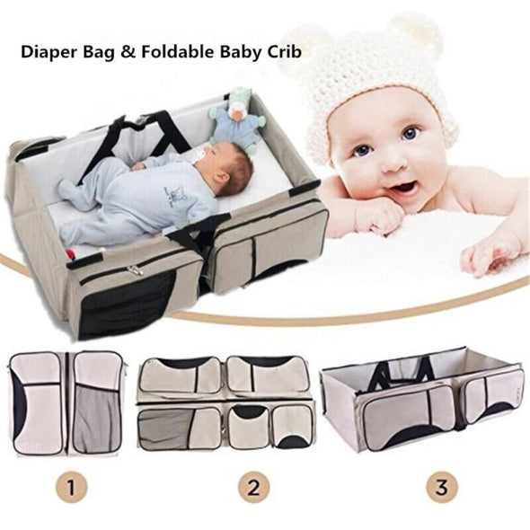 3 in 1 Diaper Bag &  Foldable Baby Crib