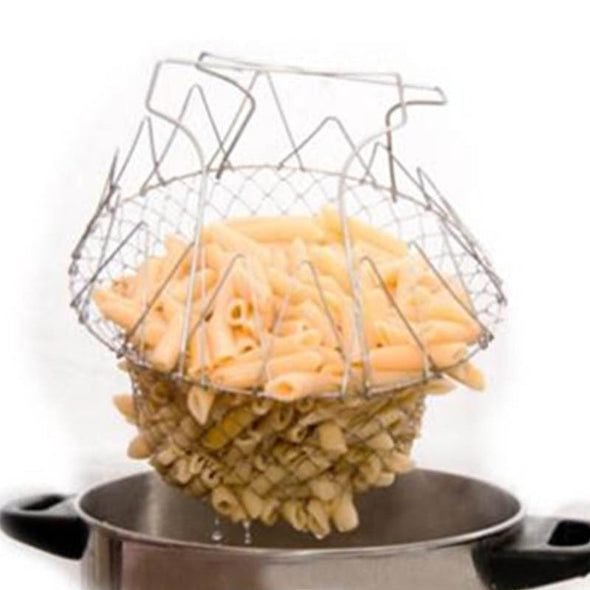 Stainless Steel Foldable Steam Rinse Strain Fry Basket