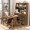 Kitchen Hutch Cabinet with Double Drop Leaf Dining Table and 4 Folding Chairs
