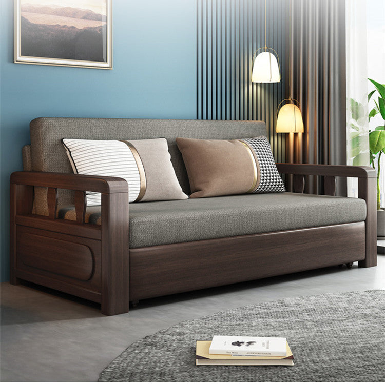 Modern Solid Wood Frame Convertible Sofa Bed With Underneath Storage ...