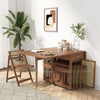Double Drop Leaf Dining Table With 4 Foldable Chairs