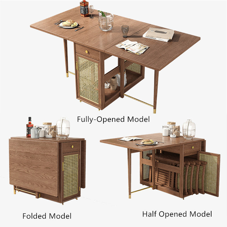 Double Drop Leaf Dining Table With 4 Foldable Chairs SPS FURNTIURE