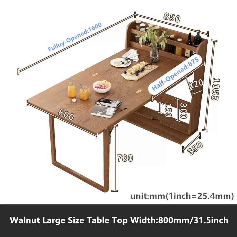 Individual Table Solid Wood Folding Multifunctional Dining Table for Small Apartments ...