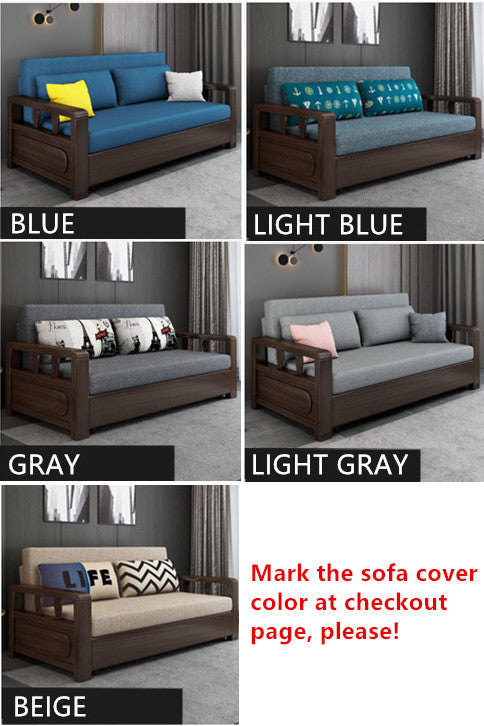 wood sofa bed foldable multifunctional with storage-sofa cover color choice