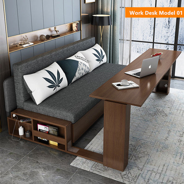 wood sofa bed foldable multifunctional with desk